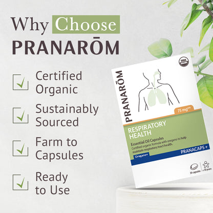 Pranarom Respiratory Health Pranacaps with Oregano & Lemon Oil | 30 Count