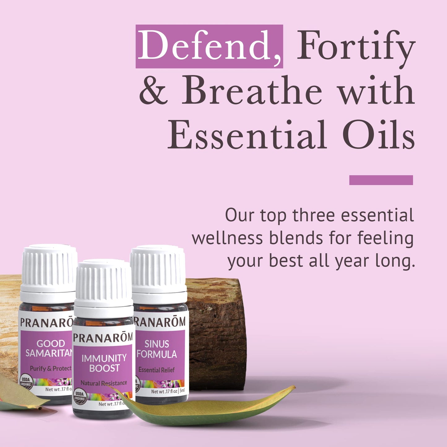 Pranarom S.O.S. Wellness Essential Oil Kit – 3-Pack (5ml) Good Samaritan, Immunity Boost, Sinus Formula | USDA Organic