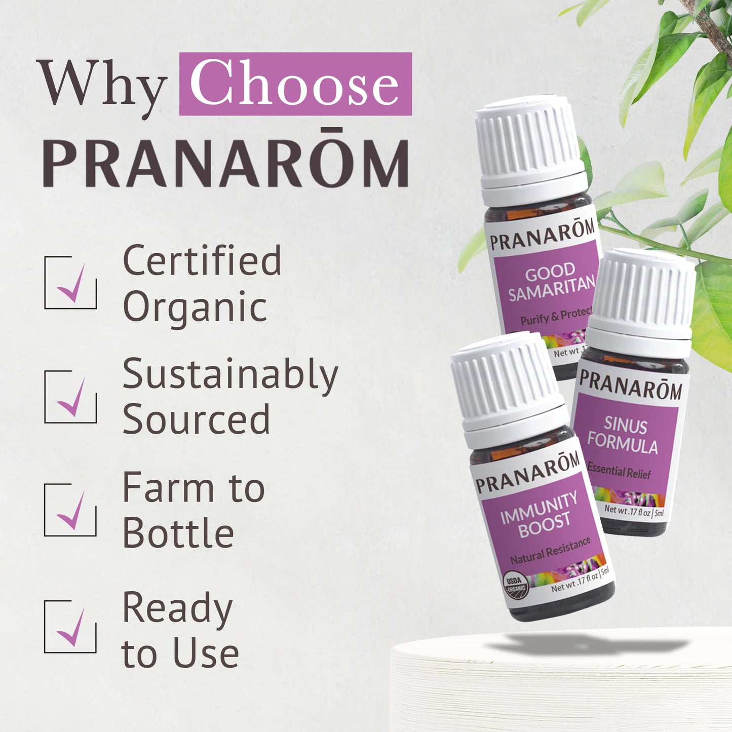 Pranarom S.O.S. Wellness Essential Oil Kit – 3-Pack (5ml) Good Samaritan, Immunity Boost, Sinus Formula | USDA Organic