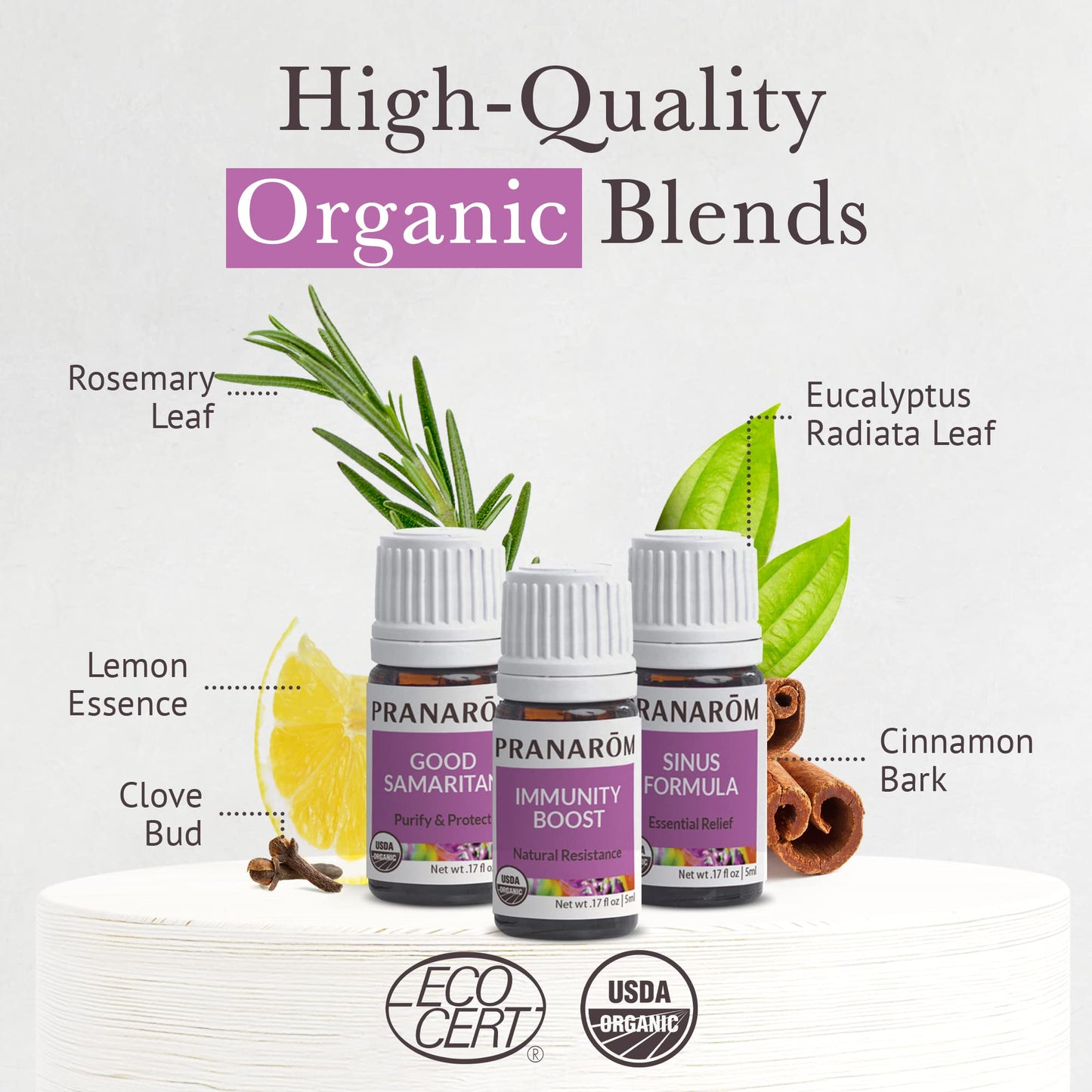 Pranarom S.O.S. Wellness Essential Oil Kit – 3-Pack (5ml) Good Samaritan, Immunity Boost, Sinus Formula | USDA Organic