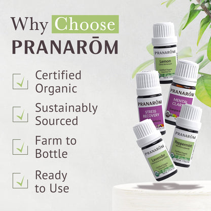 Pranarom Starter Kit - Organic 5ml Essential Oils (Lavender, Lemon, Peppermint, Grapefruit, Sage)