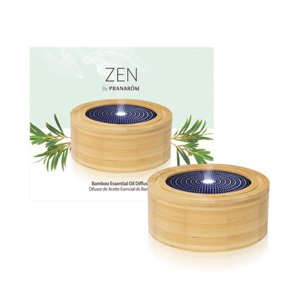 Pranarom Zen Diffuser – Minimalist Bamboo Essential Oil Diffuser with Light Options and Auto Shut-Off