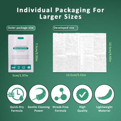 Eye Glasses Cleaner Wipes – Lens Wipes for Glasses & Sunglasses – 200PCS, Individually Wrapped