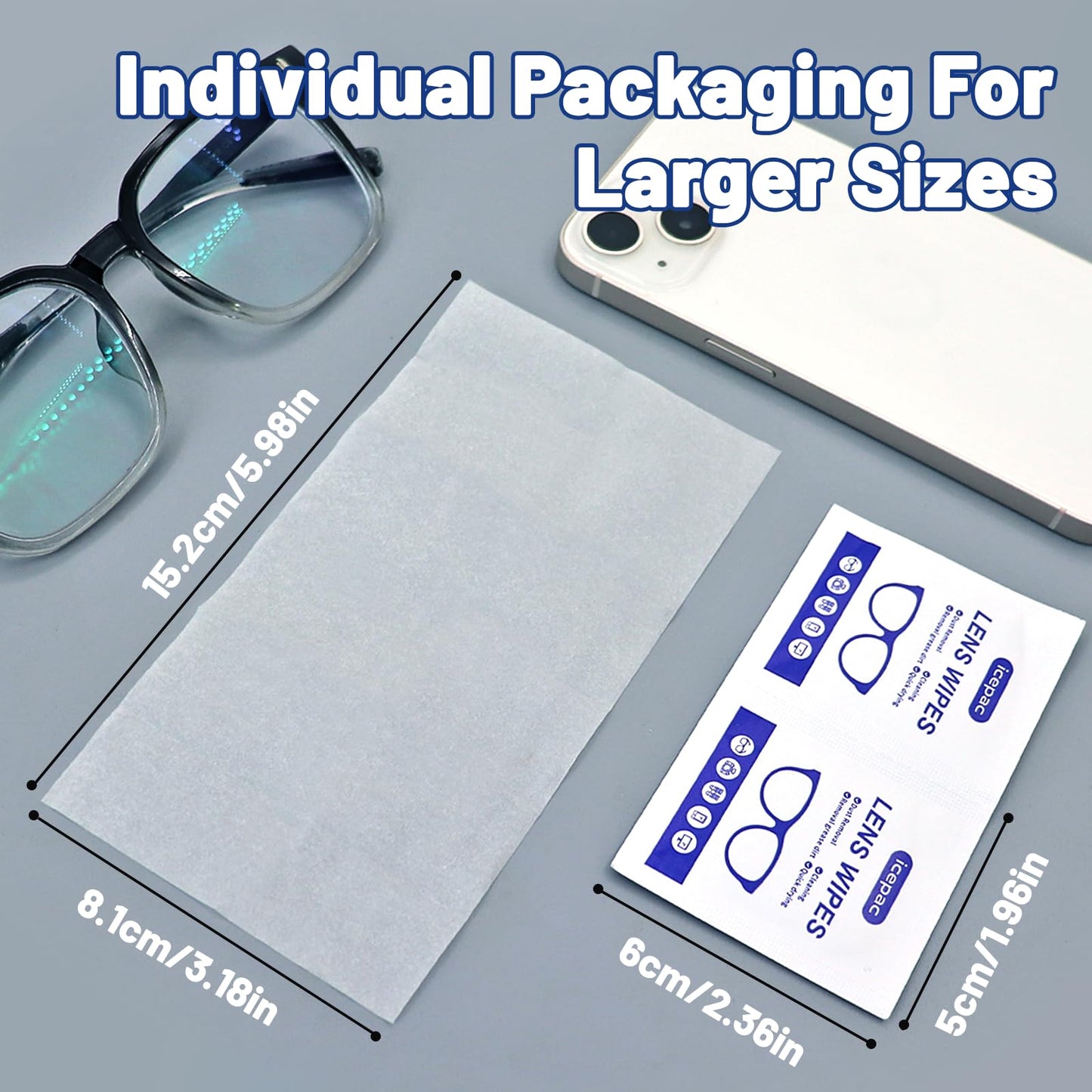 Lens Wipes for Eyeglasses – 500 Count, Pre-moistened, Streak-Free, Scratch-Free