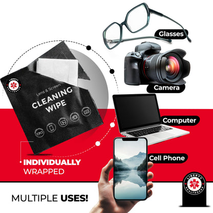 400 Eyeglass Cleaning Wipes + Microfiber Cloth – Pre-Moistened, Individually Wrapped