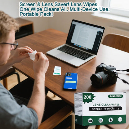 Lens Wipes for Eyeglasses - Gentle, Portable 200 Count | Glasses & Screens