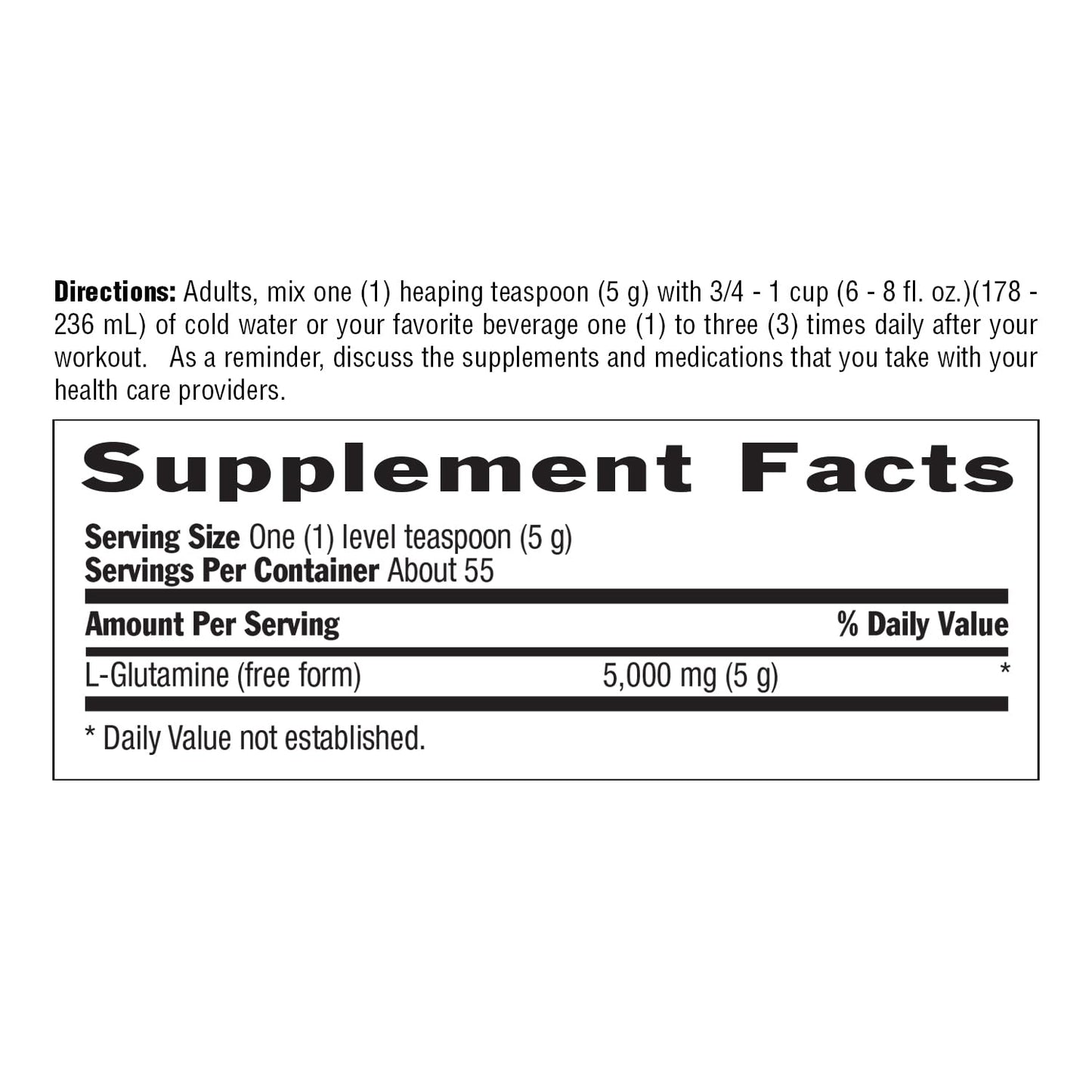 Country Life Glutamine Pure Powder 5000mg – 55 Servings | Gluten-Free Certified GFCO