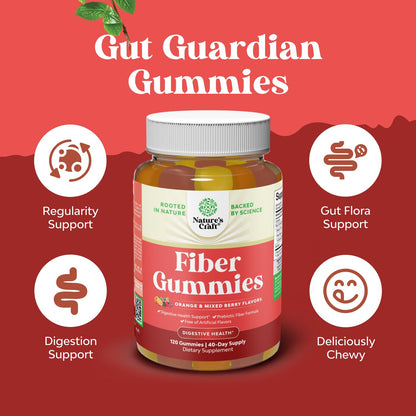 Tasty Prebiotic Fiber Gummies for Adults – High-Fiber, Non-GMO, Vegan, Halal (120 count)