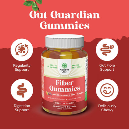 Prebiotic Fiber Gummies for Adults – High-Fiber Vitamin Gummies with Inulin & Chicory Root (Non-GMO, Vegan, Halal, 60 Count)