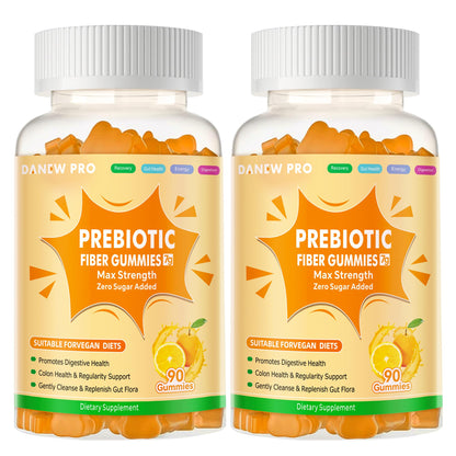 Prebiotic Fiber Gummies for Adults - 7g/Serving - Zero Sugar - 90 Gummies (Orange 2-Pack)