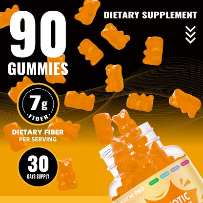Prebiotic Fiber Gummies for Adults - 7g/Serving - Zero Sugar - 90 Gummies (Orange 2-Pack)