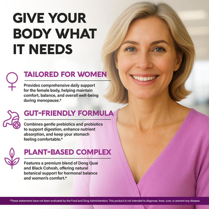 Menopause Supplements 25-in-1: Dong Quai & Black Cohosh | Made in USA