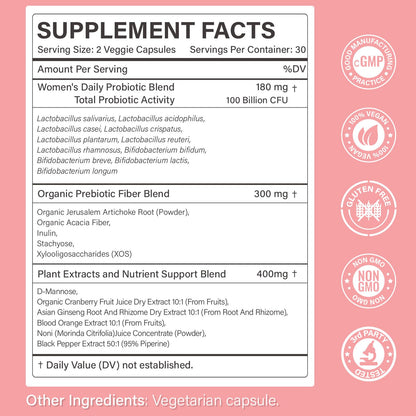 Probiotics for Women - 100B CFU, 11 Strains | Vegan & Non-GMO