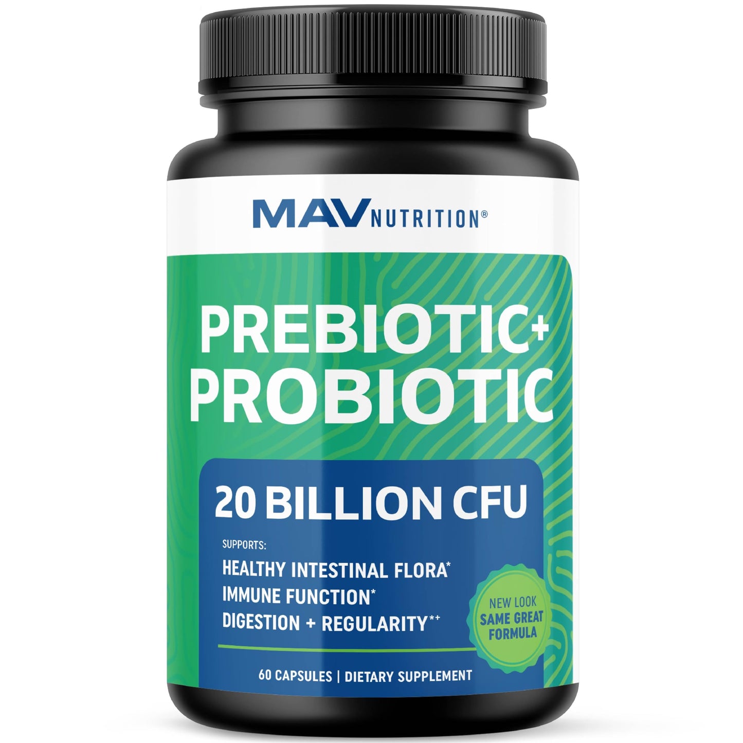 Prebiotics & Probiotics for Women & Men — Synbiotic 20B CFU | 60 Count | Vegetarian