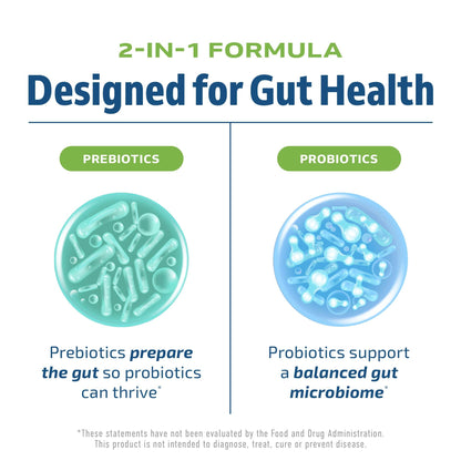 Prebiotics & Probiotics for Women & Men — Synbiotic 20B CFU | 60 Count | Vegetarian