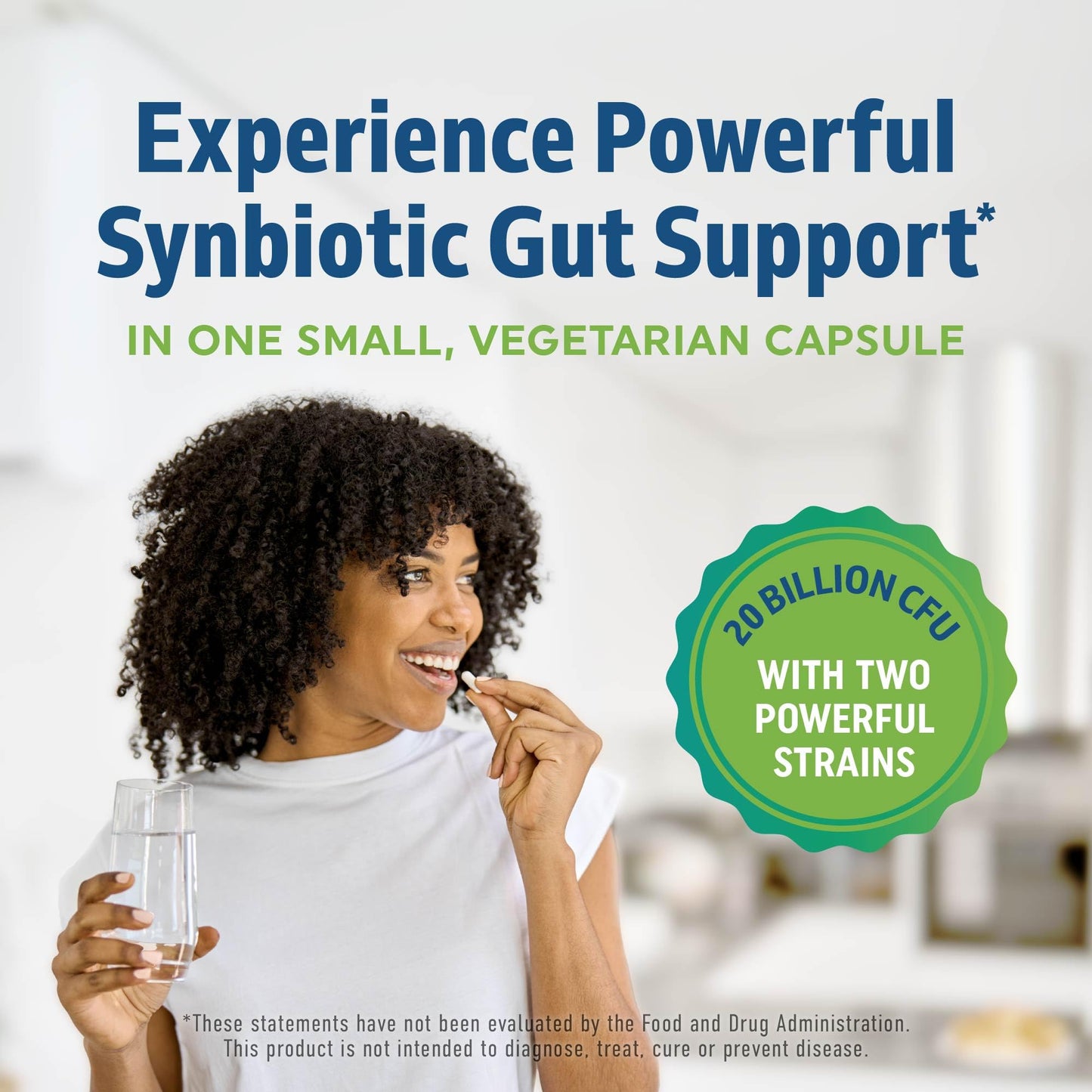 Prebiotics & Probiotics for Women & Men — Synbiotic 20B CFU | 60 Count | Vegetarian