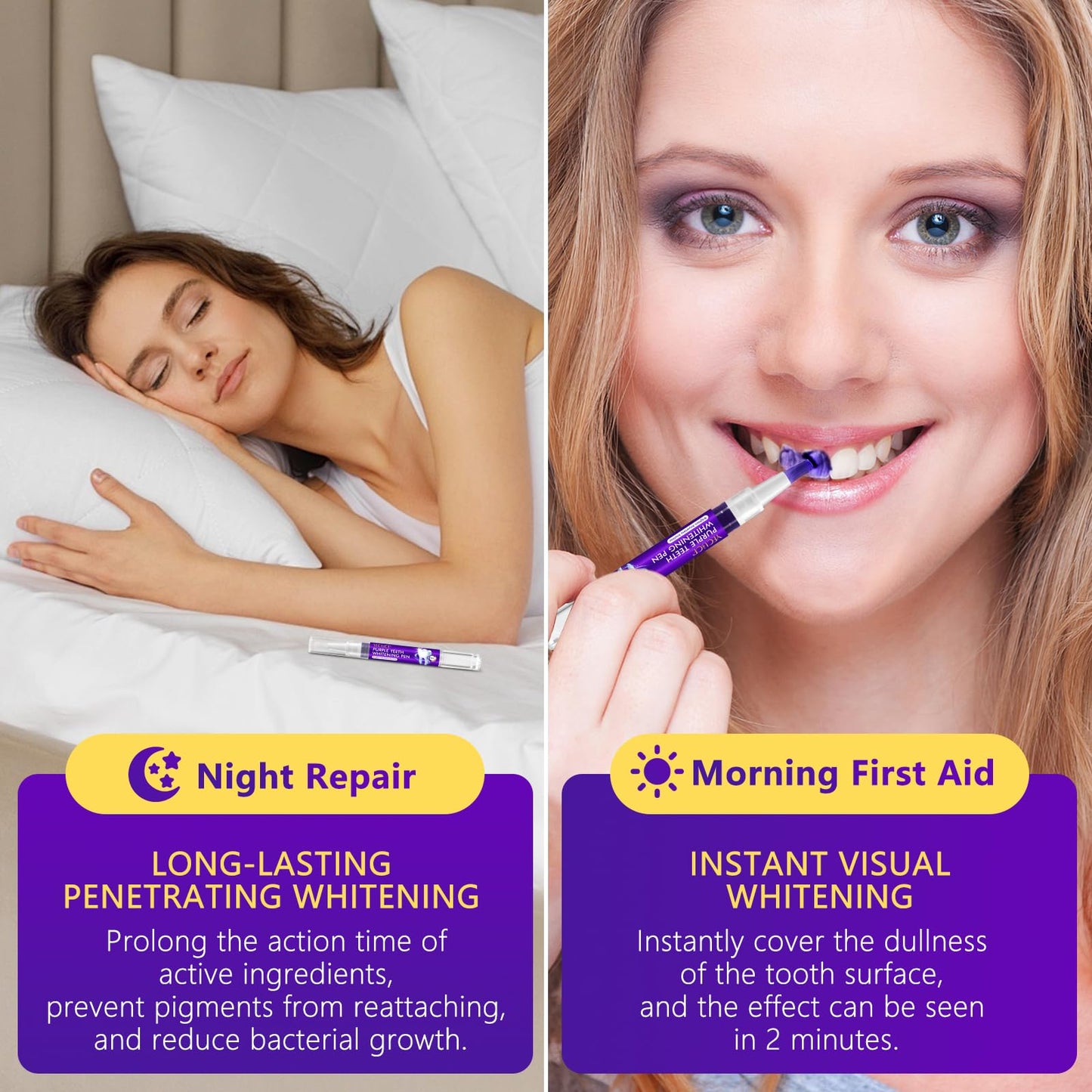 Teeth Whitening Pen 6 Pack—Purple Gel, No-Sensitivity Formula, Mint Fresh Breath