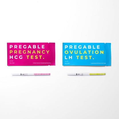 PREGABLE Combo Kit – 50 LH Ovulation Tests, 20 HCG Tests & 70 Cups + Free Smilereader Tracker App