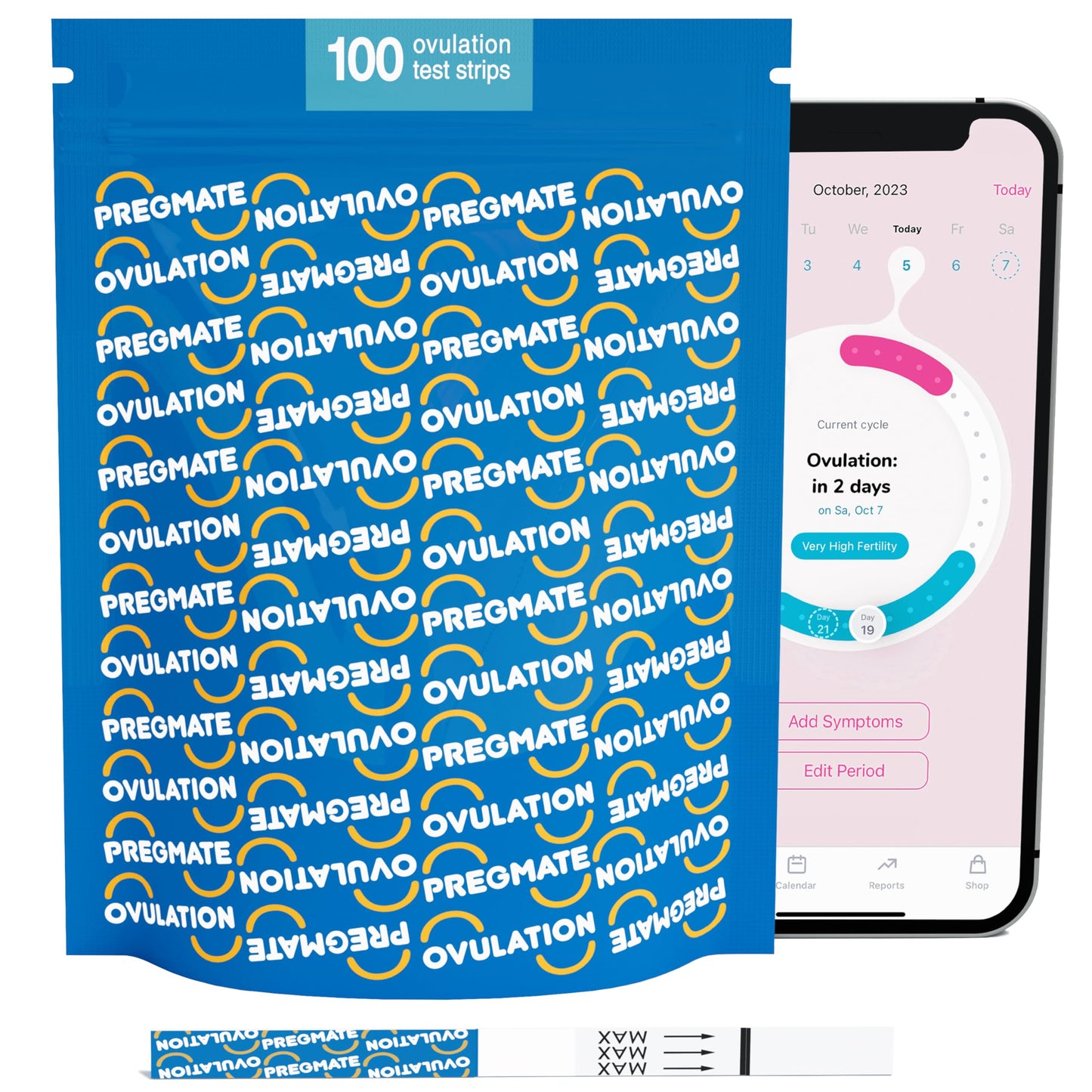Pregmate 100 Ovulation Test Strips – Numerical LH Result (100 Count)