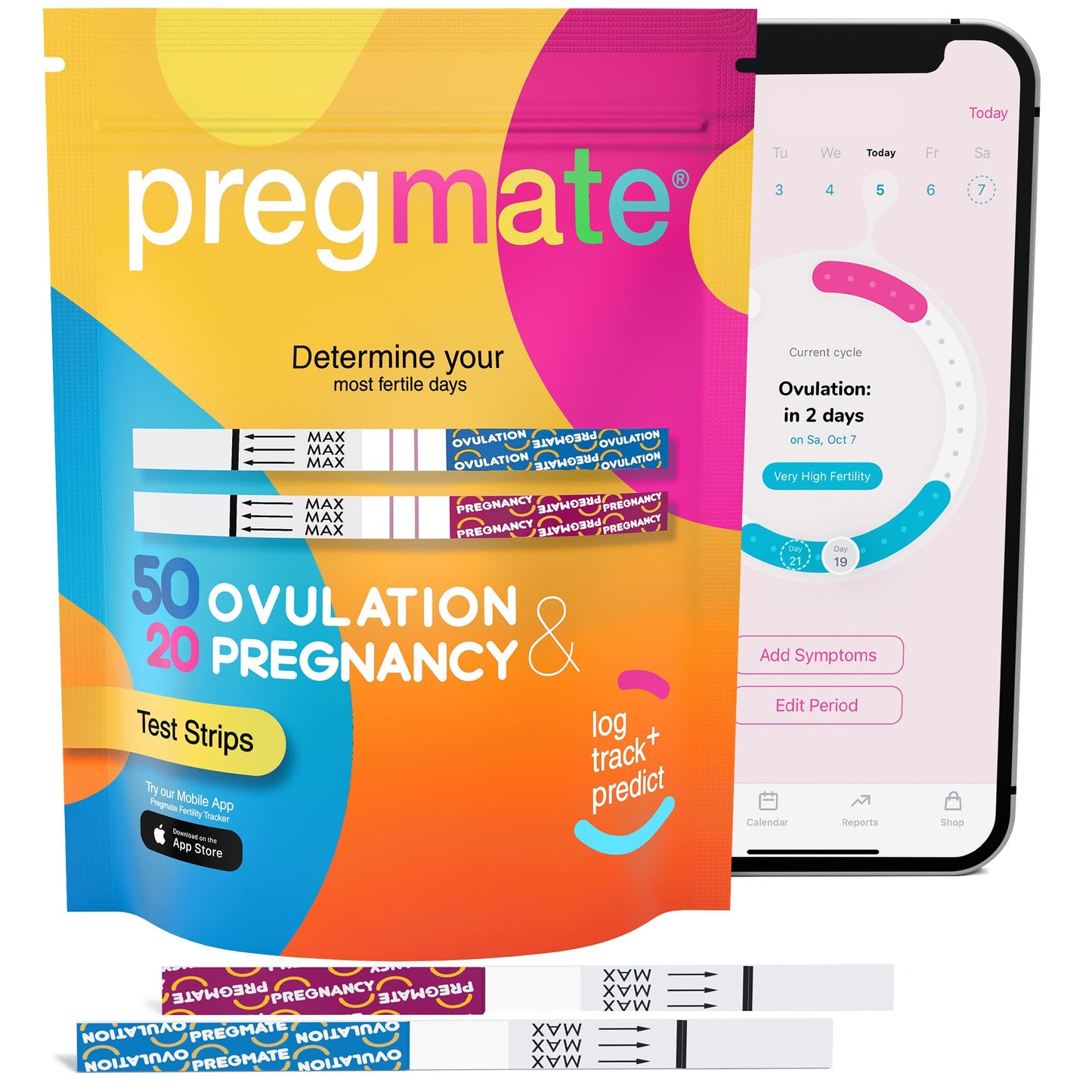 Pregmate 50 Ovulation & 20 Pregnancy Test Strips — Accurate LH Surge