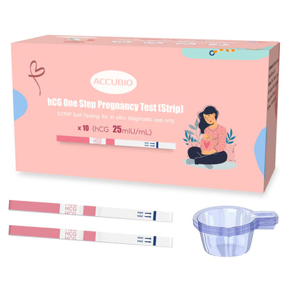 Pregnancy Test Strips with Urine Cups – hCG Home Tests, 25 mIU/mL, 99% Accurate, 10 Count