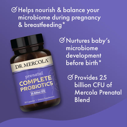 Dr. Mercola Prenatal Complete Probiotics, 25B CFU, 30 Capsules | Supports Digestive and Immune System | Non-GMO