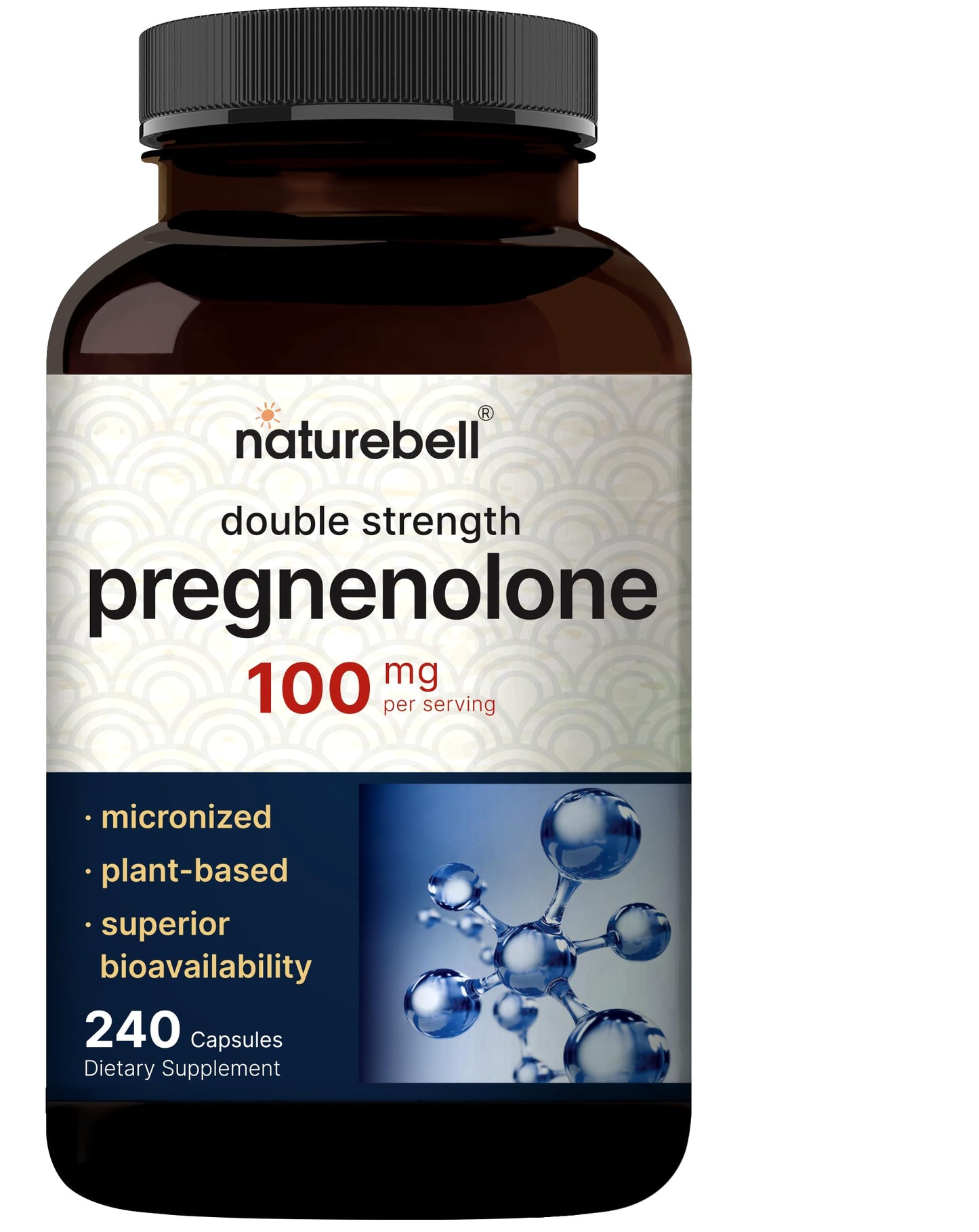 Pregnenolone 100mg – 240 Capsules | 99% Purity, Micronized, Plant-Based