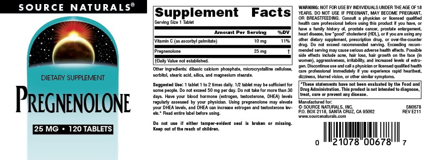 Source Naturals Pregnenolone 25mg - 120 Tablets