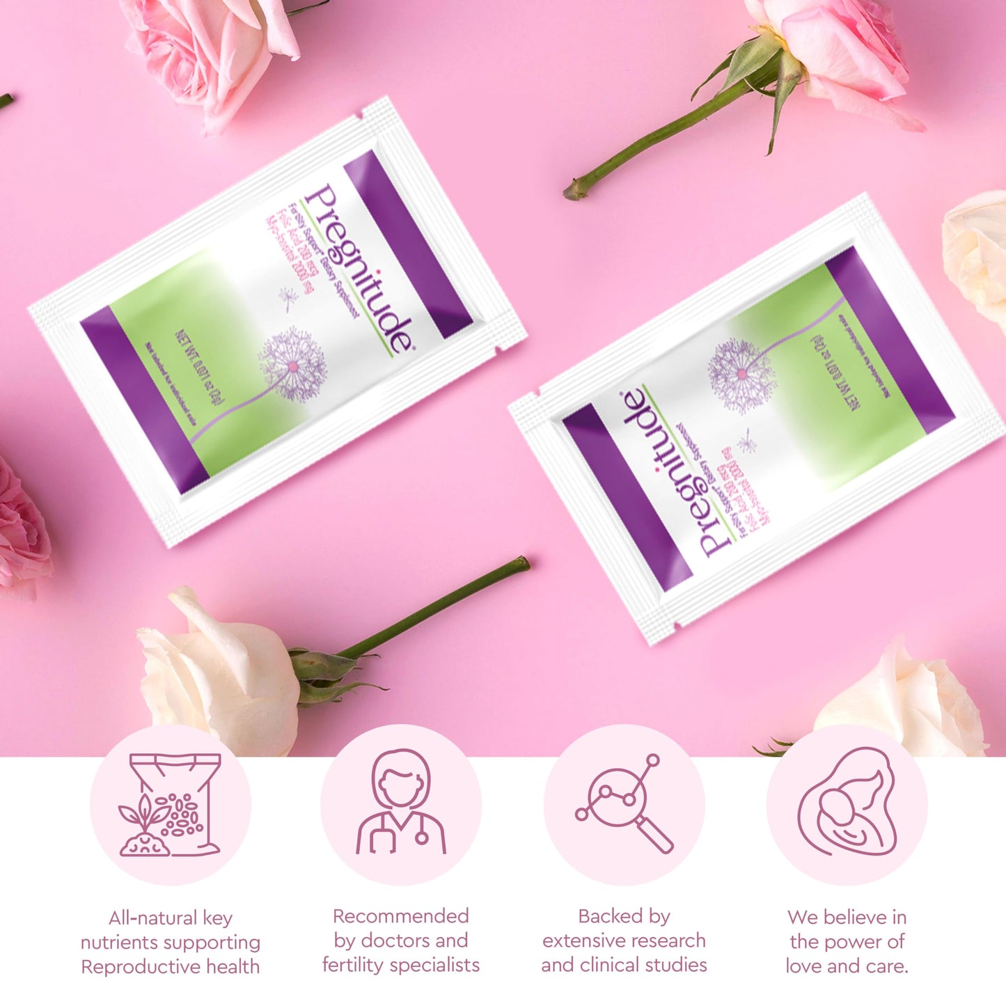 Pregnitude Reproductive Fertility Support – Promote Regular Ovulation & Egg Quality – 60 Packets (30 Day Supply)