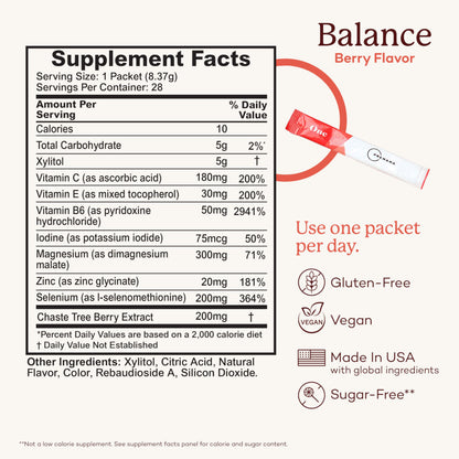 Premama Hormone Balance Berry Powder – Gluten-Free Multivitamin for Women, 28 Packets
