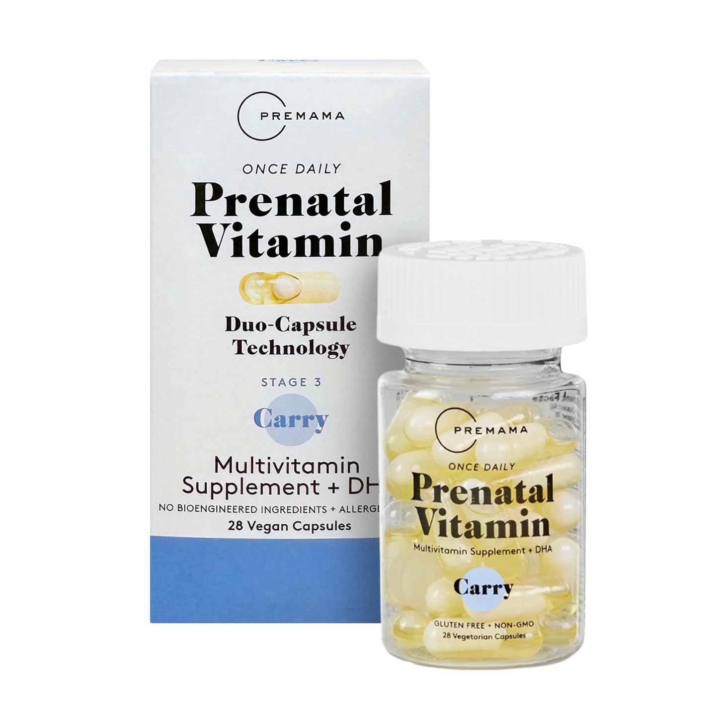 Premama Prenatal Vitamins for Women – Once-Daily Multivitamin with Folate & DHA | Vegan, Allergen-Free (28 Capsules)