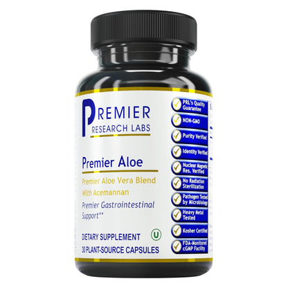 Premier Aloe Vera Capsules | Premier Research Labs – Acemannan, Digestive & Immune Support | 30 Vegetarian Capsules