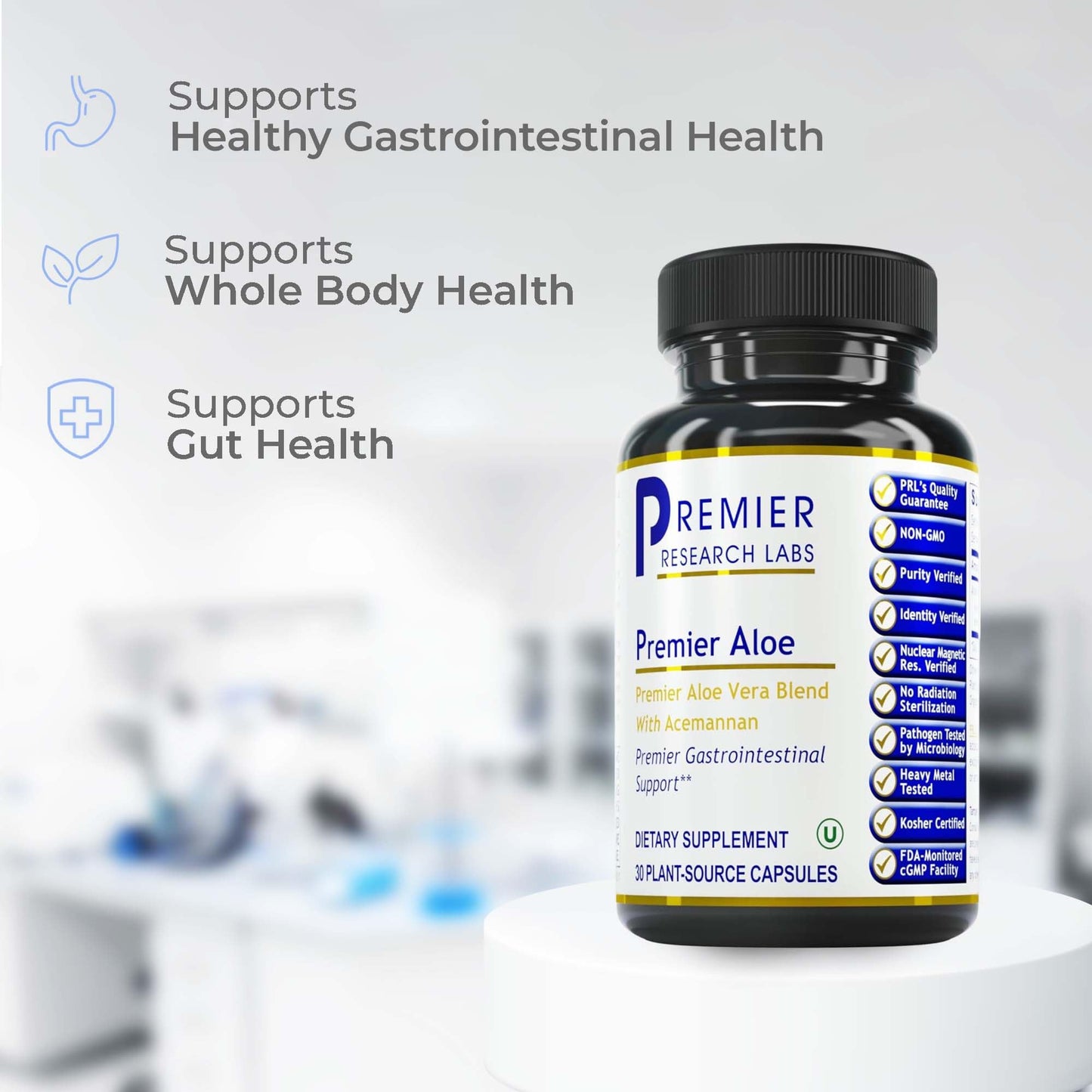 Premier Aloe Vera Capsules | Premier Research Labs – Acemannan, Digestive & Immune Support | 30 Vegetarian Capsules