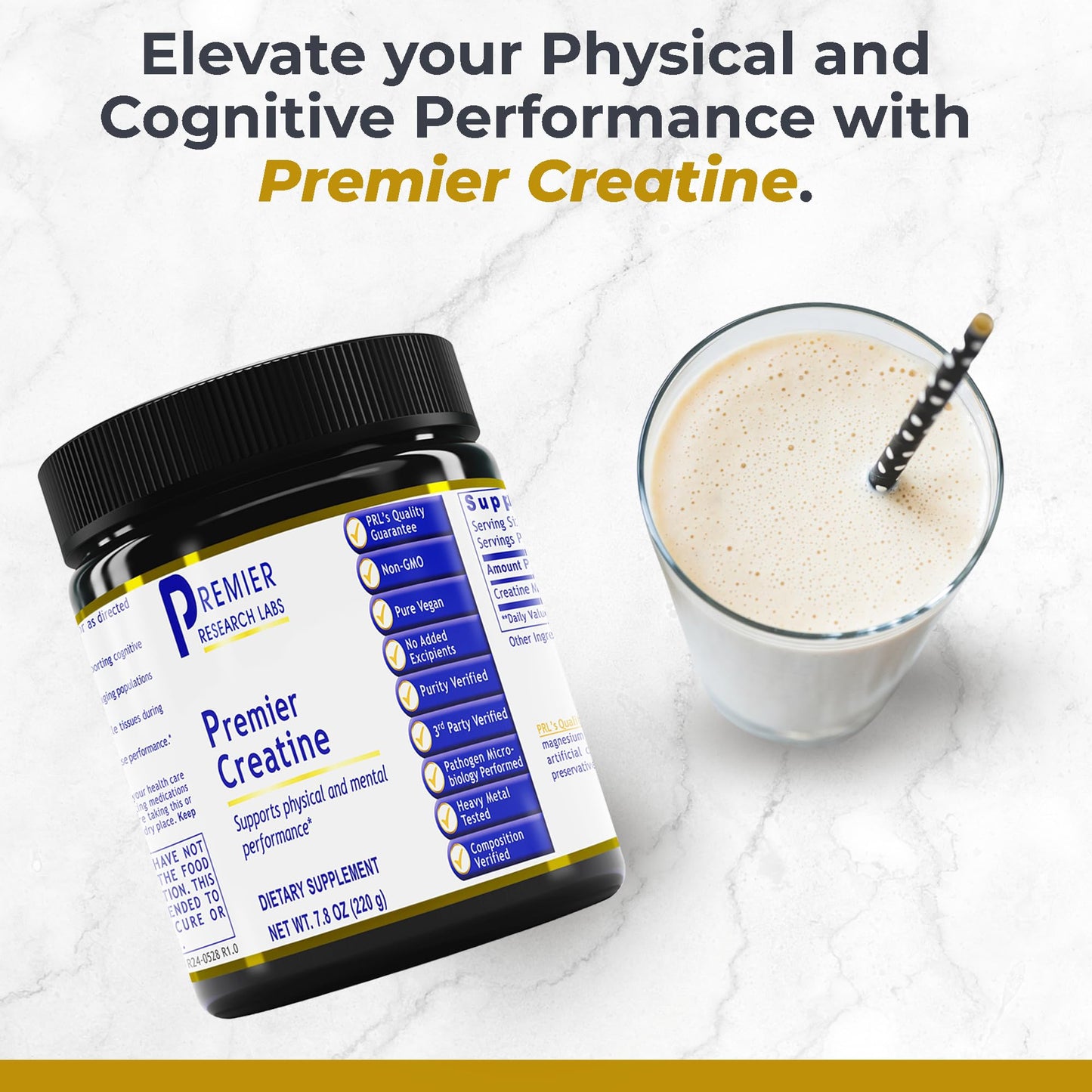 Premier Creatine Monohydrate Powder – Vegan, Unflavored – Premier Research Labs | 7.8 oz (40 Servings)