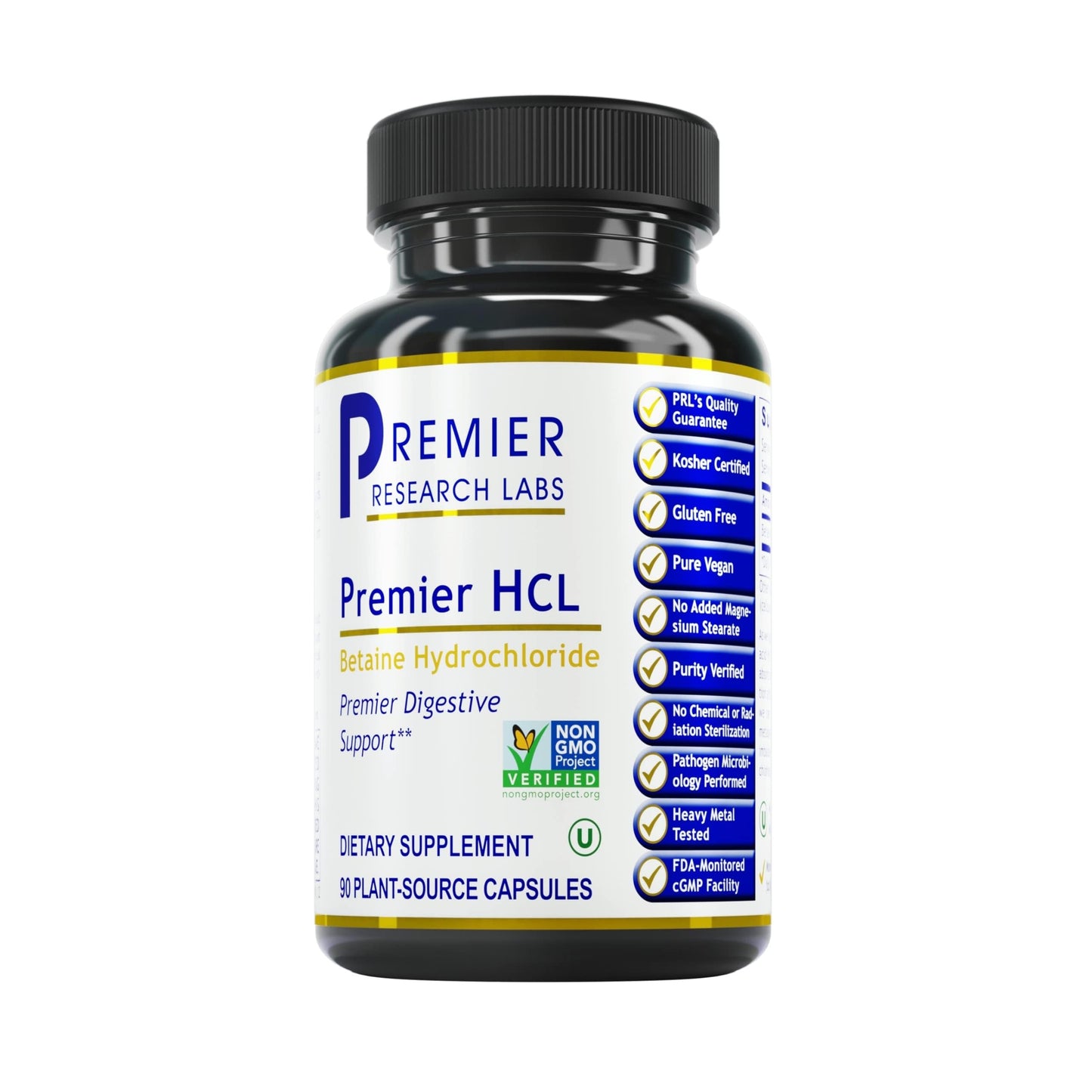 Premier HCL Betaine HCL | Digestive Support & Nutrient Absorption | 90 Vegetarian Capsules
