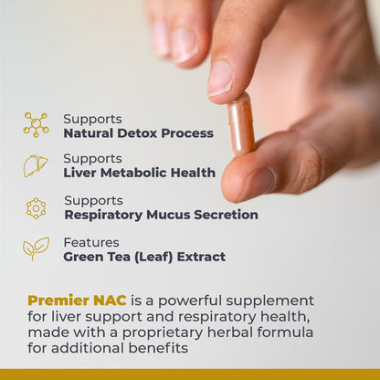 Premier NAC Supplement | N-Acetyl Cysteine 300mg | Liver & Immune Support | 60 Veggie Capsules | Premier Research Labs