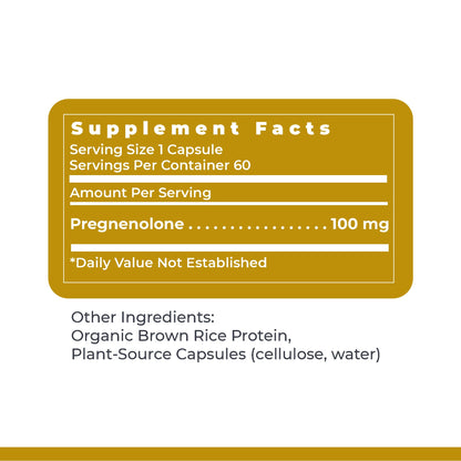 Premier Pregnenolone 100mg - Hormone Support for Women & Men | 60 Veg Capsules
