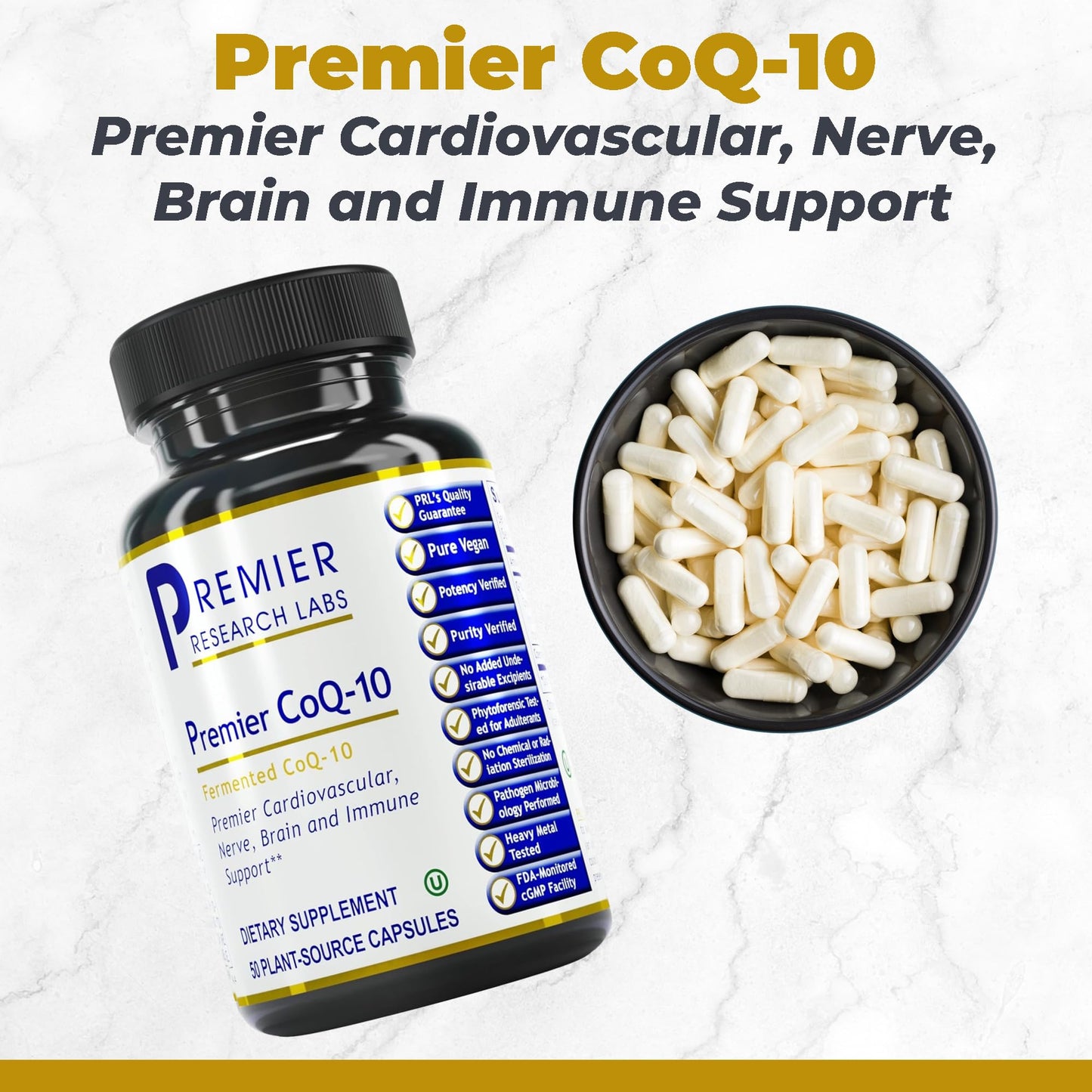 Premier Research Labs CoQ10 – Ubiquinol Coenzyme Q10 100 mg Capsules with Red Algae & MCT Oil | 60 Vegetarian Capsules