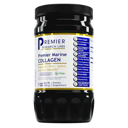 Premier Research Labs Marine Collagen - Hydrolyzed Fish Collagen Powder for Skin, Joints, and Gut Health | 7 oz