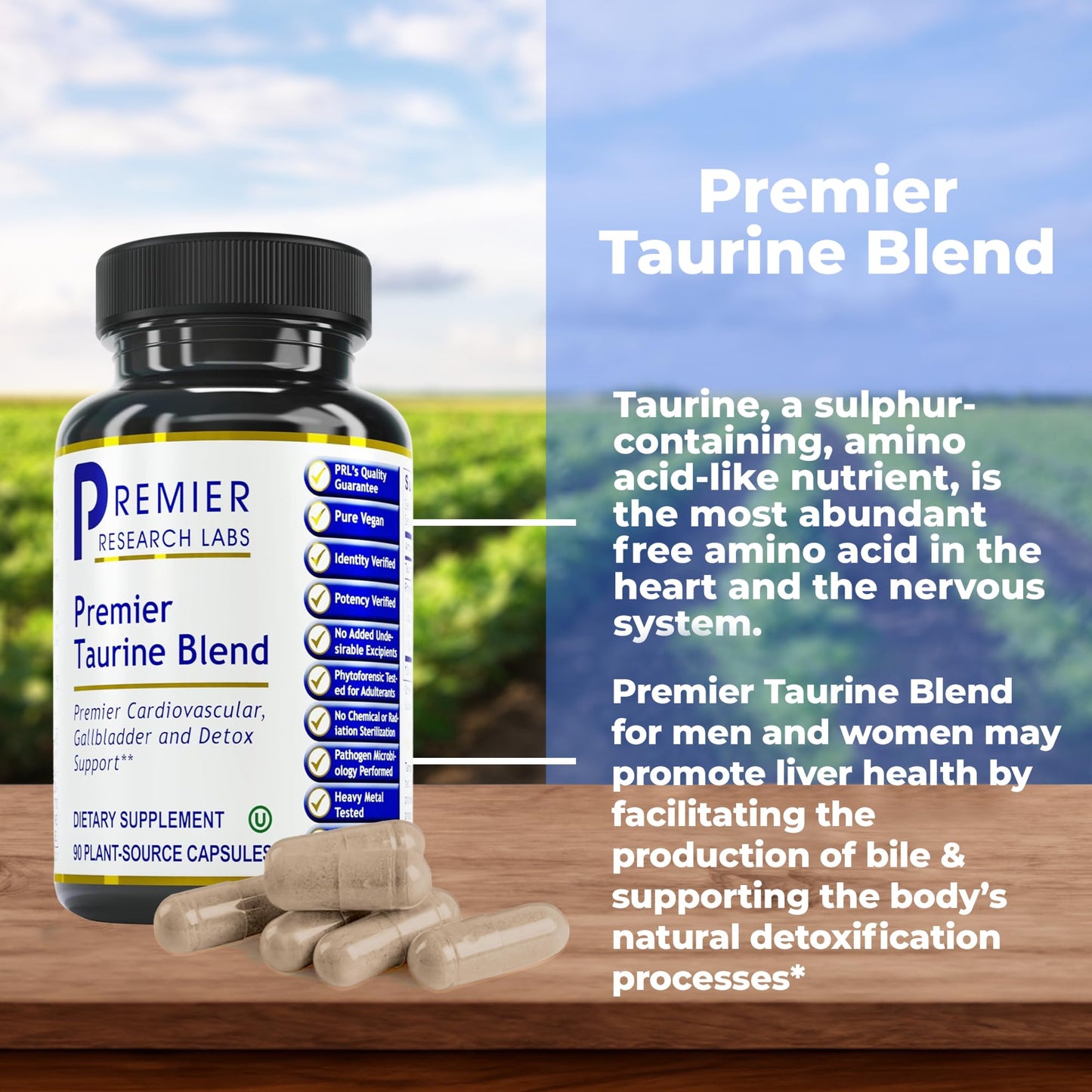 Premier Research Labs Taurine Blend | L-Taurine Supplement for Liver, Heart & Brain Health - 90 Vegetarian Capsules