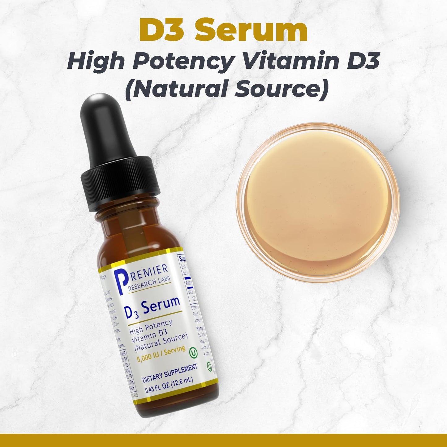 Premier Research Labs Vitamin D3 Serum – 5,000 IU Liquid Drops (0.43 fl oz)