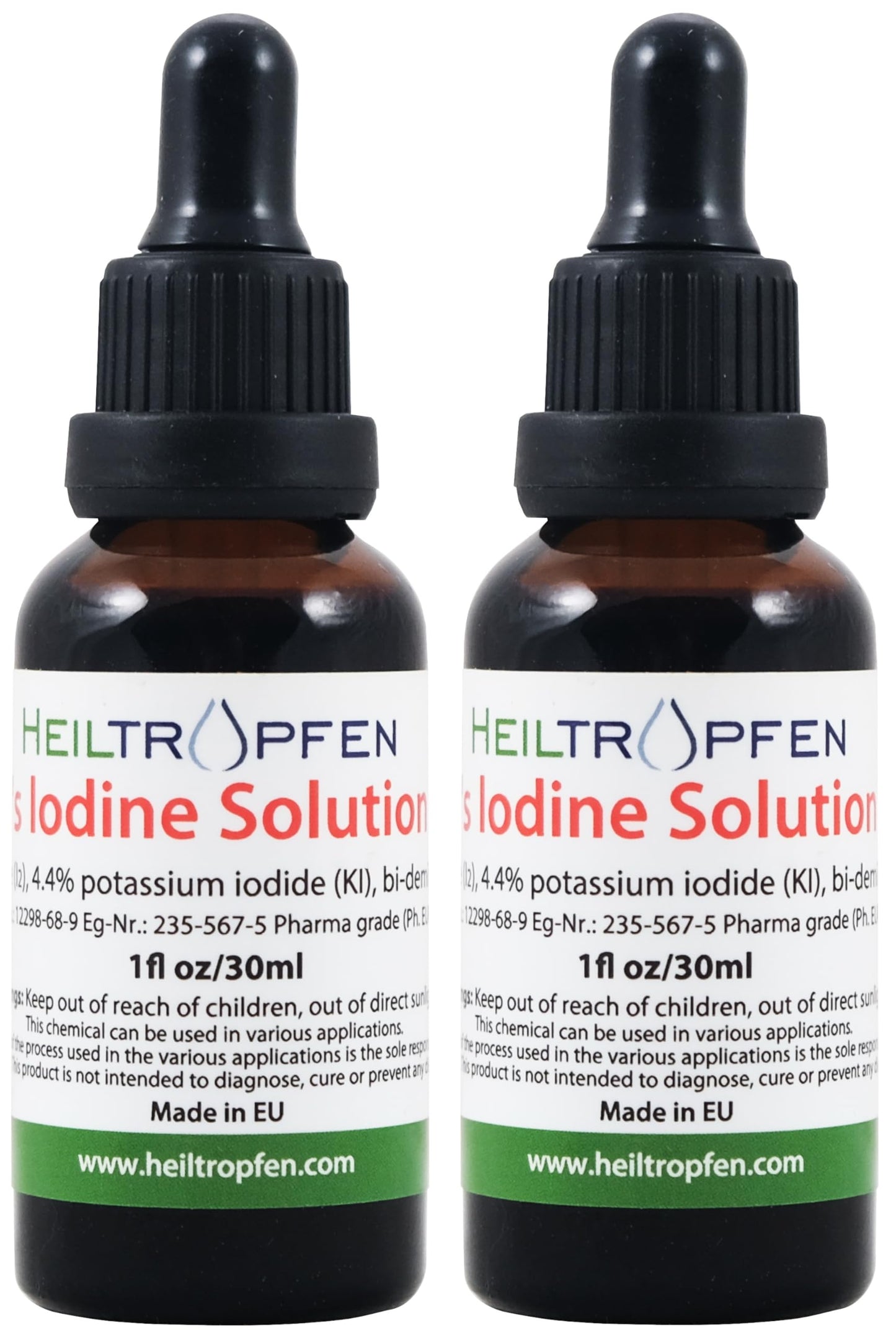 2X Lugol's Iodine Solution – 2x1 fl oz / 2x30 ml | Pharmaceutical Grade | Third-Party Tested | Heiltropfen