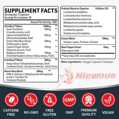 Thermogenic Fat Burner for Men – GLP-1 Weight Loss, Appetite Suppressant & Metabolism Booster – 90 Capsules