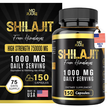 Premium Black Shilajit 750,000mg for Men & Women – 150 Capsules