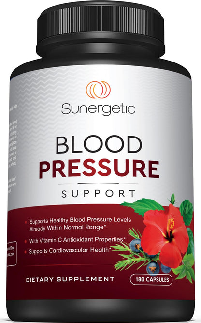 Premium Blood Pressure Support — Garlic, Hawthorn & Hibiscus (180 Capsules)