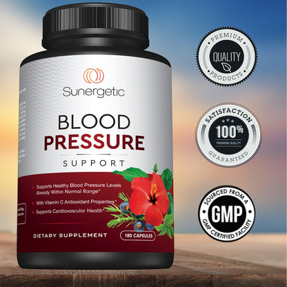 Premium Blood Pressure Support — Garlic, Hawthorn & Hibiscus (180 Capsules)