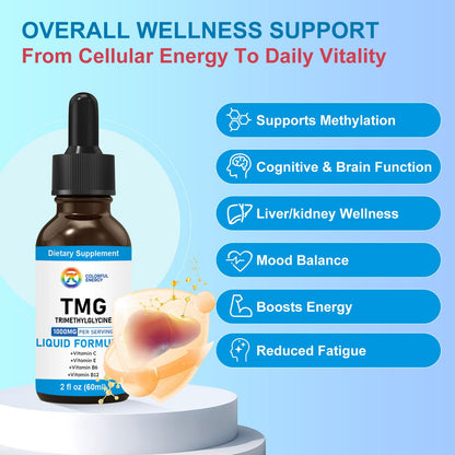 7c TMG 1000mg Liquid Drops – Methylation Support, Vegan & Non-GMO
