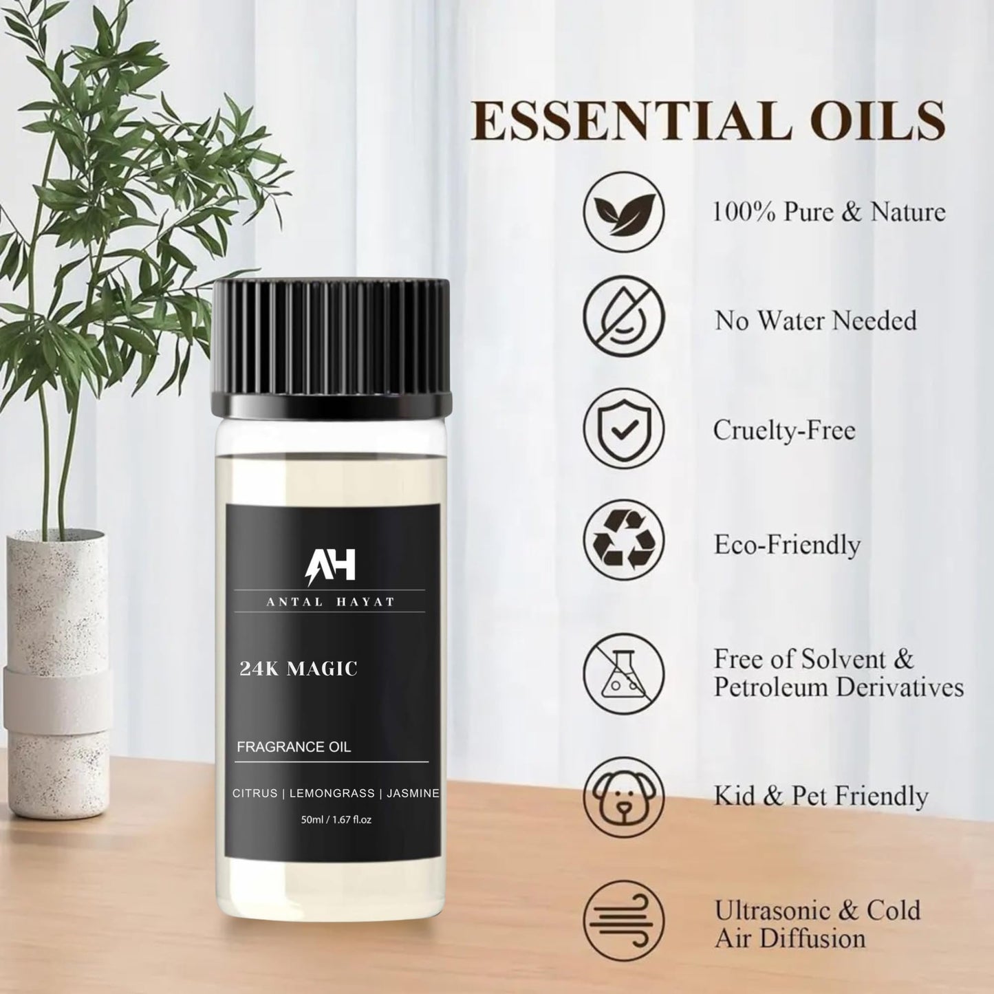 24K Magic Diffuser Oil 50ml – Citrus, Lemongrass & Jasmine | Antal Hayat