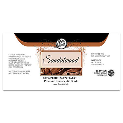 Oil of Youth Sandalwood Essential Oil - Therapeutic Grade, 4 fl oz