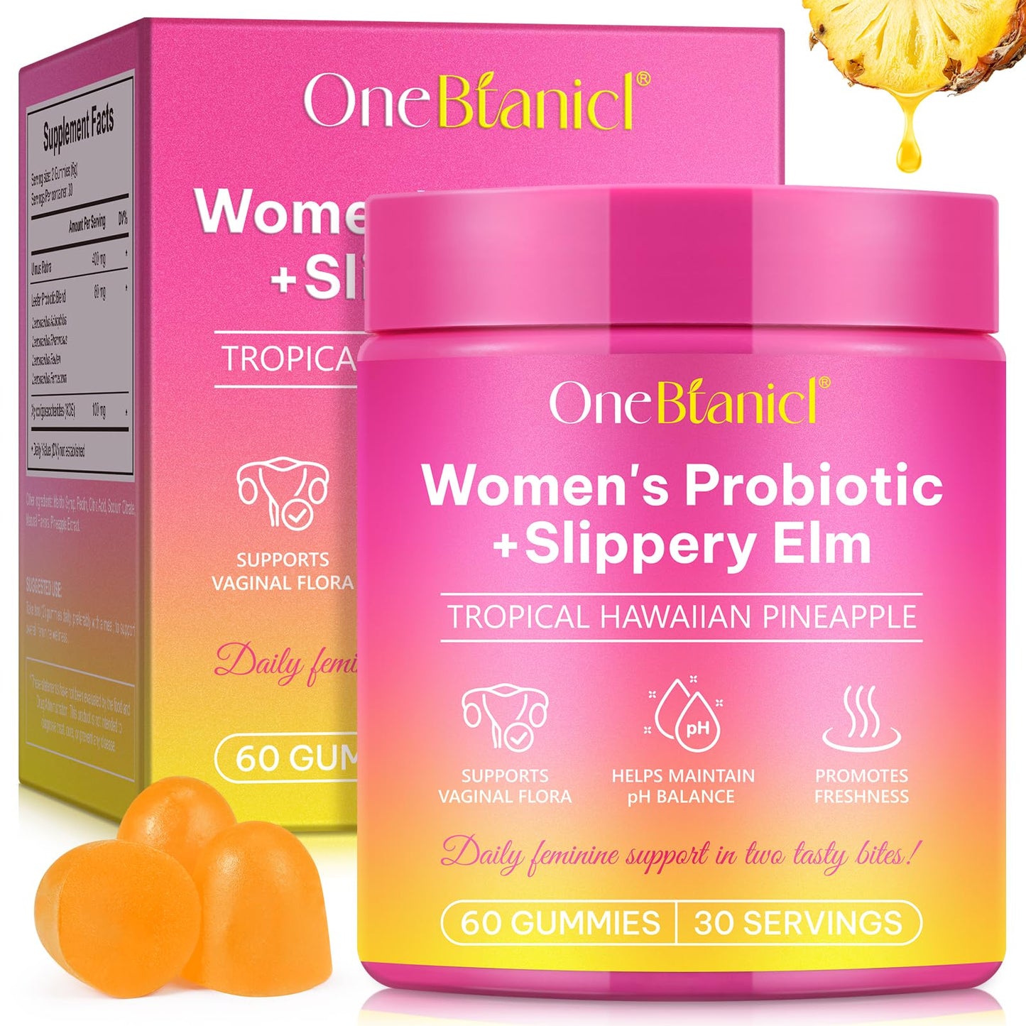 Premium Feminine Balance Gummies – Probiotic Vaginal pH Support | Vegan & Gluten-Free | 60 Count